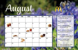 August Promotions Calendar